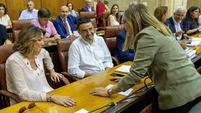 Susana Díaz y Mario Jiménez, en el Parlamento andaluz.