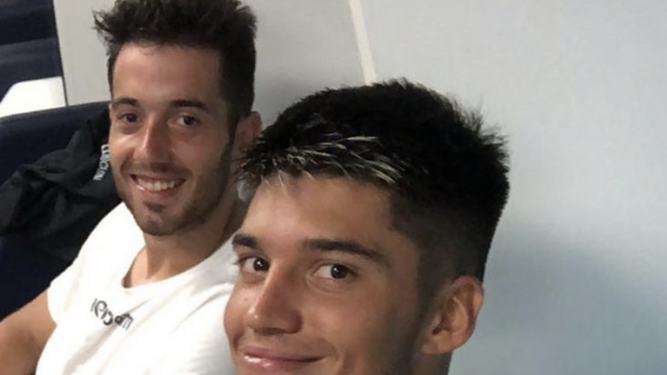 Jony con Correa, hoy, tras un entrenamiento de la Lazio.