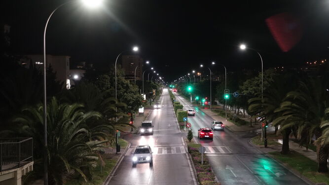 Varias de las farolas LED instaladas por el Ayuntamiento de Málaga