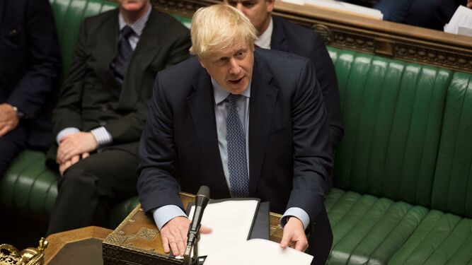 El primer ministro británico, Boris Johnson, durante el debate en la Cámara de los Comunes este pasado miércoles.