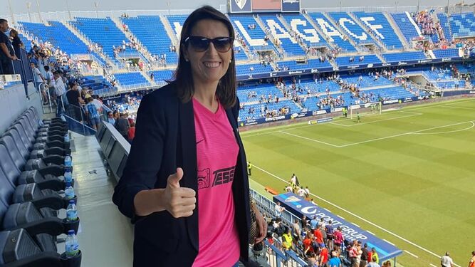 Nena García, Delegada Provincial de Deporte de la Junta de Andalucía en La Rosaleda.