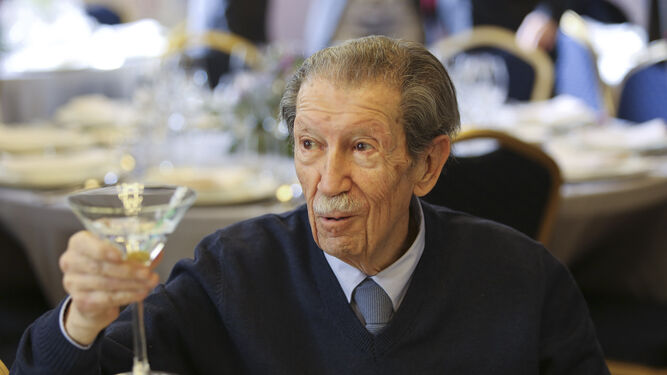 Manuel Alcántara, durante la celebración de su 90 cumpleaños en enero de 2018.