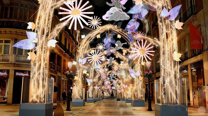 Recreación de las luces de Navidad de la calle Larios.