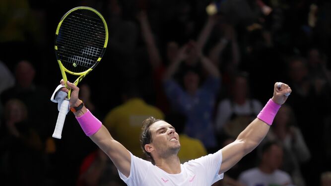 Rafael Nadal celebrando una victoria reciente.