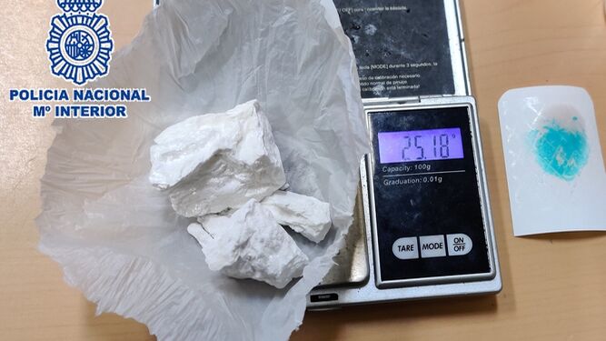 Cocaína incautada al detenido en Málaga.