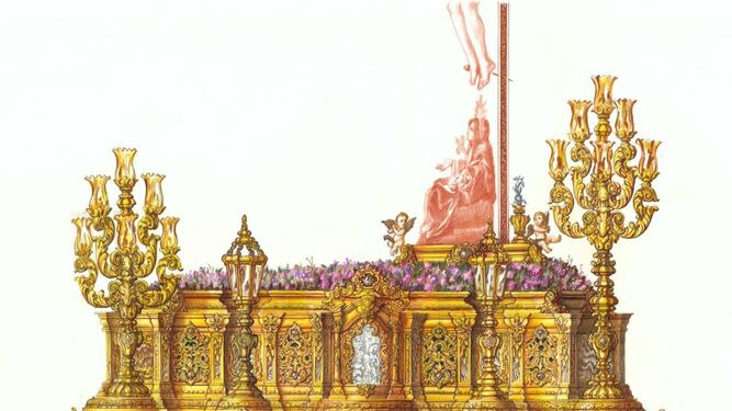 Diseño lateral del nuevo trono del Cristo del Amor, obra de Fernando Prini.
