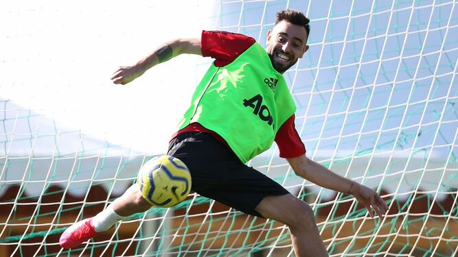 Bruno Fernandes, entrenándose en Marbella con el Manchester United.