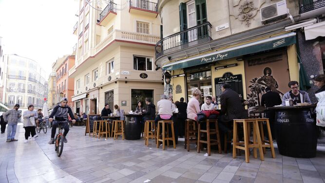 Imagen de archivo de varios locales de hostelería del Centro de Málaga.