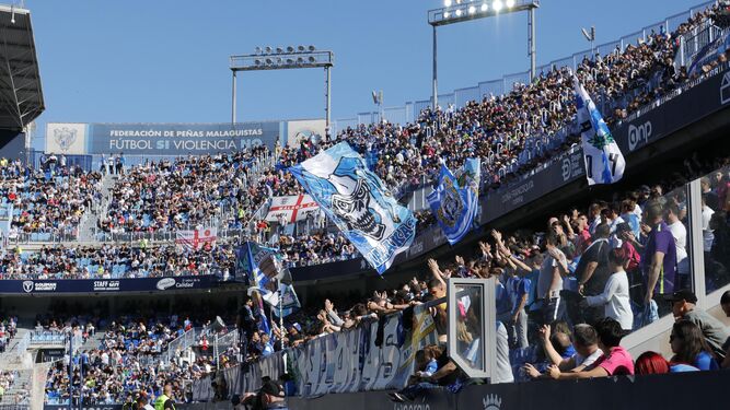 Una imagen de las gradas en el Málaga CF - Real Zaragoza.