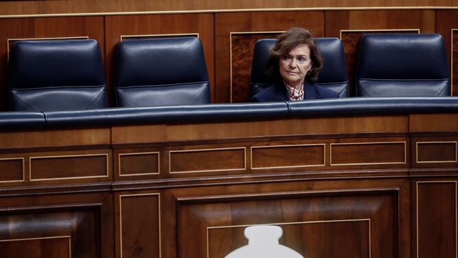 Carmen Calvo, en el Congreso.