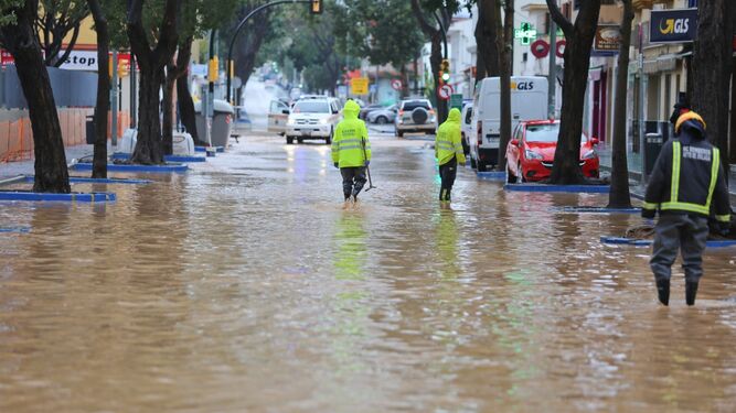 La calle José Calderón de Campanillas inundada.