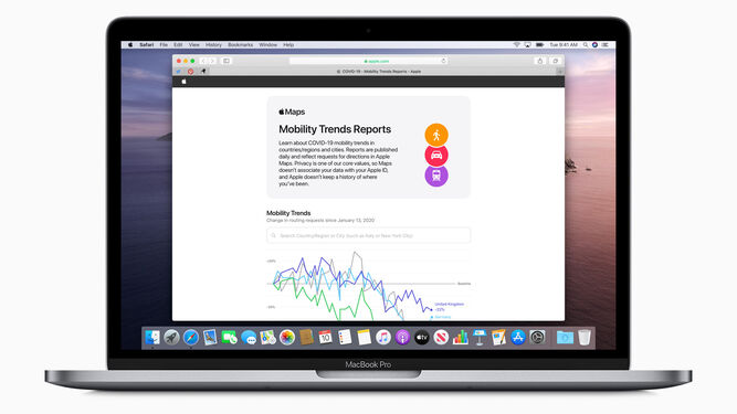 Apple publica informes de movilidad.