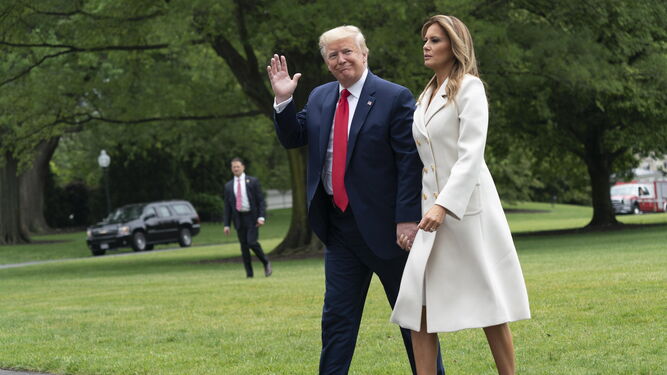Melania, con el presidente Donald Trump, a su llegada.