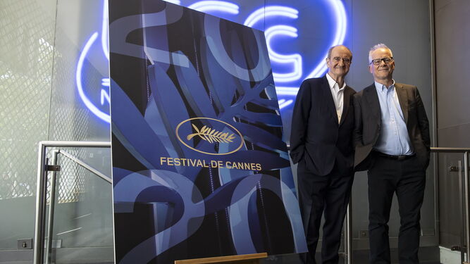 El presidente del Festival de Cannes Pierre Lescure y el delegado general del certamen Thierry Frémaux, en París.