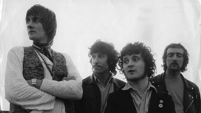De izquierda a derecha: Mick Fleetwood, Peter Green, Jeremy Spencer y John McVie, integrantes de Fleetwood Mac en 1968