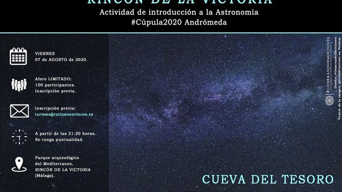Cartel de la actividad de introducción a la astronomía en Rincón de la Victoria.