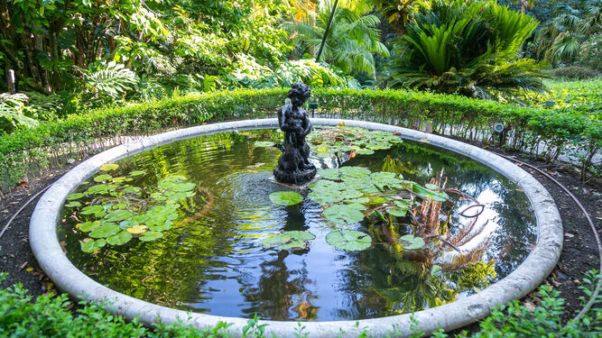 La fuente del Tritón del Jardín Botánico de Málaga.
