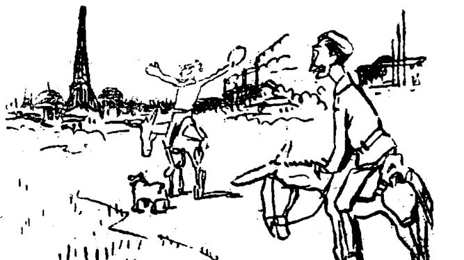 Una de las ilustraciones originales recogidas en la edición de 'A París en burro'.