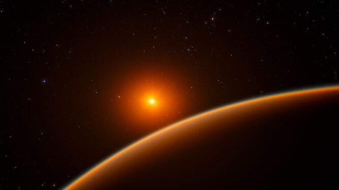 Recreación del exoplaneta LHS 1140 b.