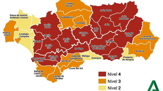 Niveles de alerta y medidas frente al Covid-19 por distritos sanitarios de Andalucía