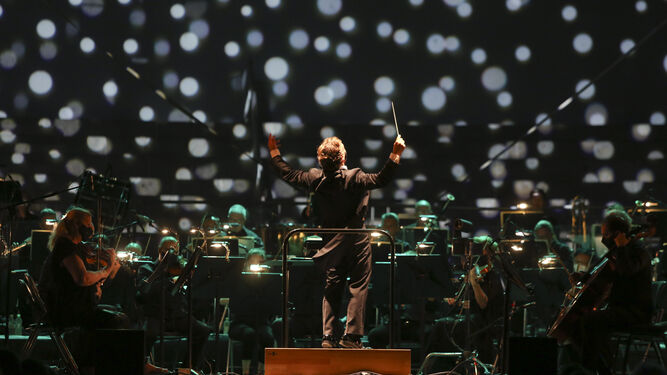 La Orquesta Filarmónica de Málaga, en el concierto celebrado en la plaza de toros el pasado septiembre.