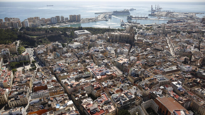 Vista área del Centro histórico de Málaga.