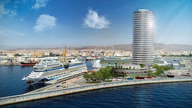 Nuevo diseño previsto para la torre del puerto de Málaga.