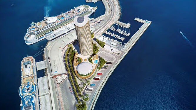 Infografía del proyecto de torre en el puerto de Málaga.