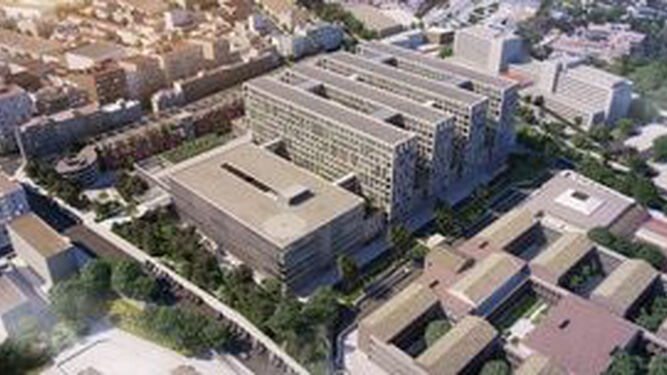 Vista aérea del futuro complejo hospitalario.