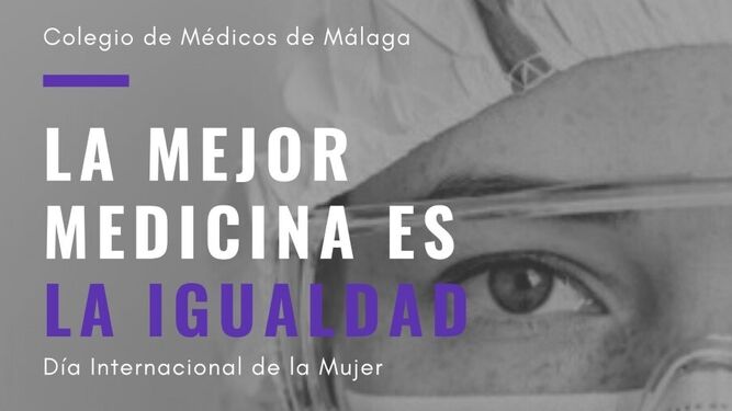 Cartel del Colegio de Médicos de Málaga por el Día de la Mujer.