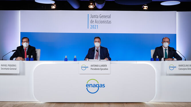 Imagen de la mesa presidencial de la Junta General de Accionistas de Enagás.