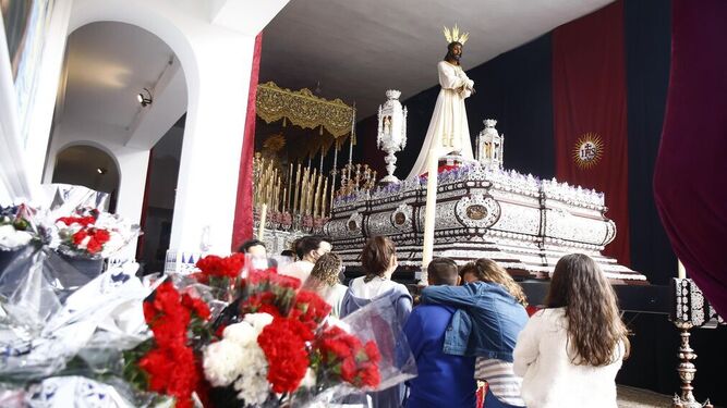 Jesús Cautivo y la Virgen de la Trinidad en su casa hermandad el Lunes Santo de 2021.