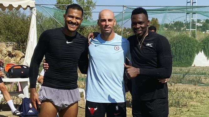 Rondón, Willy y Kameni, tras un entrenamiento.