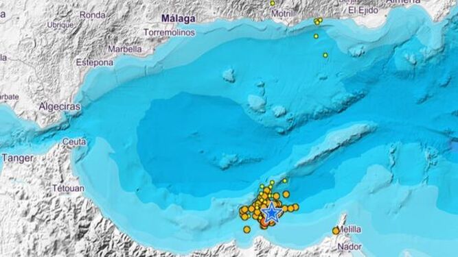 Mapa de los terremotos de las últimas horas.