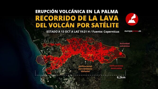Recorrido de la lava por La Palma