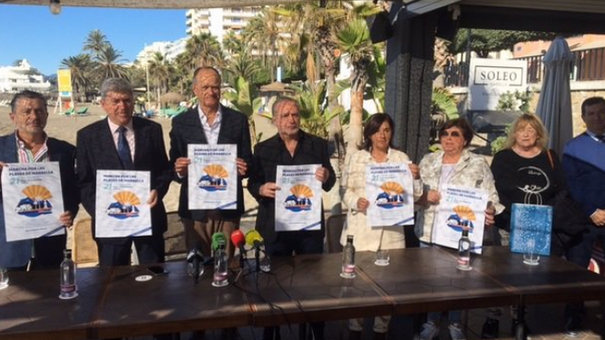 Presentación de la marcha para pedir espigones para las playas de Marbella