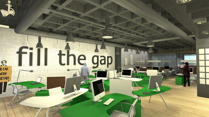 Un espacio ‘coworking’ destinado a que los trabajadores compartan la oficina.