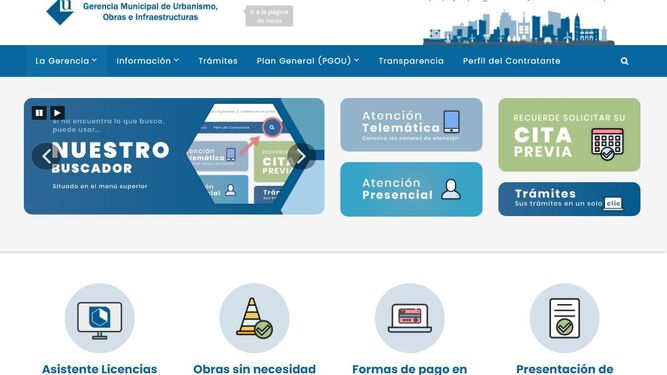 Vista de la nueva página web de la Gerencia de Urbanismo de Málaga.