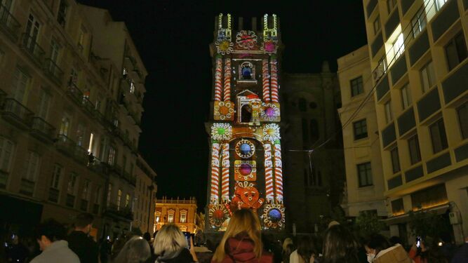 Uno de los momentos del video mapping en la Catedral de Málaga.