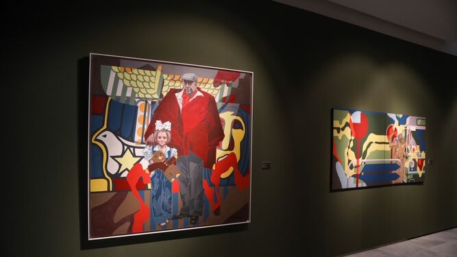 Dos obras de gran formato de Eugenio Chicano que se pueden ver en la exposición.