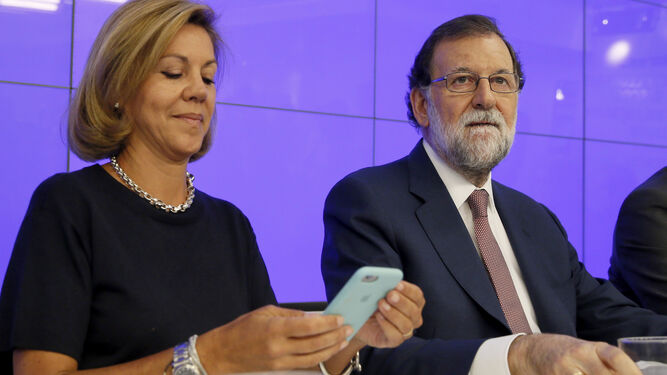 María Dolores de Cospedal y Mariano Rajoy, en una imagen de archivo.