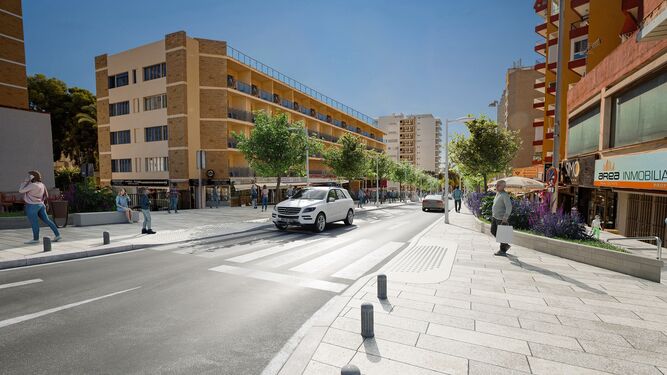 Infografía de cómo quedará la avenida Alay de Benalmádena tras la remodelación integral.