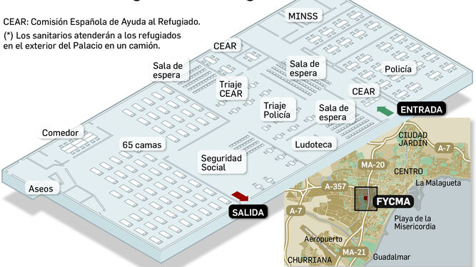 Así será el centro de acogida de refugiados ucranianos en Málaga.