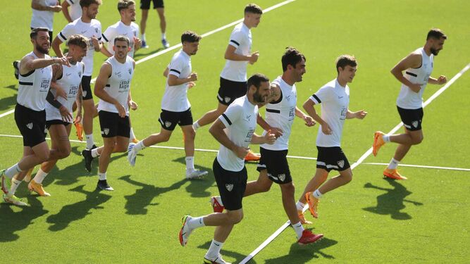 Un entrenamiento del Málaga CF reciente
