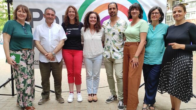 Representantes de la candidatura de Por Andalucía en la provincia de Málaga junto a la aspirante a la Presidencia de la Junta.