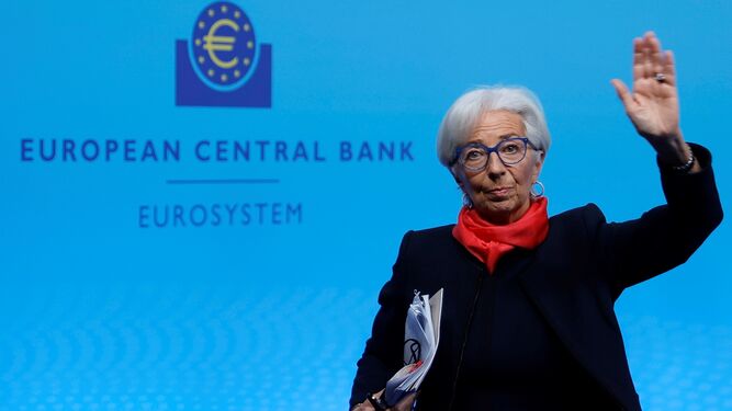 Christine Lagarde, presidenta del BCE, a finales del año pasado en rueda de prensa