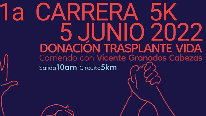 Cartel de la carrera 'Memorial Vicente Granados' por la donación y el trasplante en Málaga.