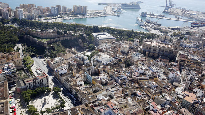 Vista aérea de Málaga capital.