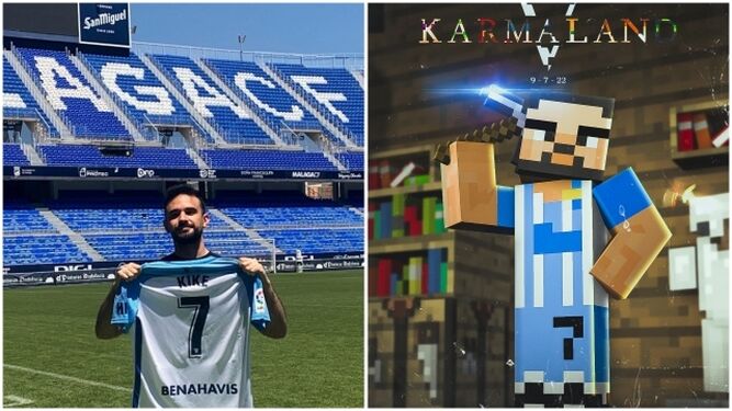 El streamer Illojuan luce la camiseta del Málaga CF en Karmaland 5