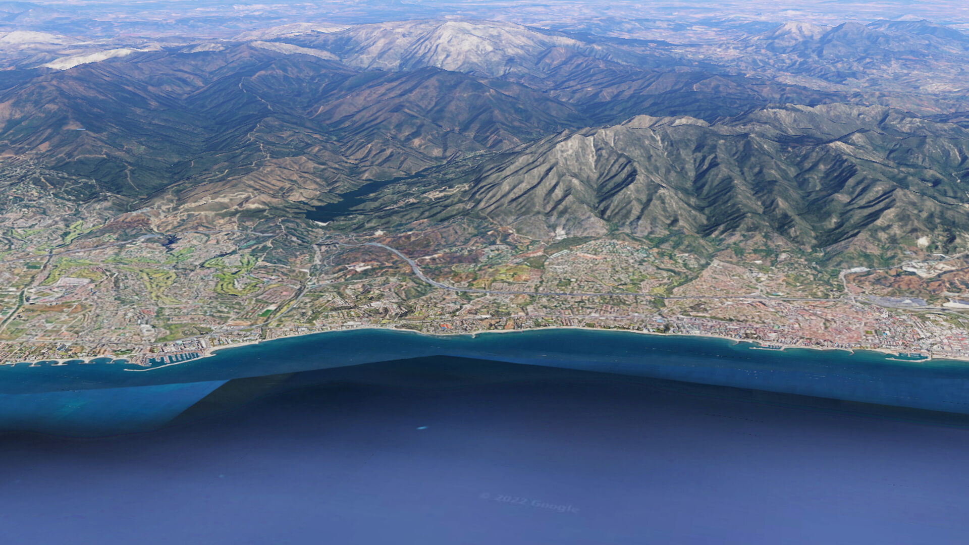 Recreaci&oacute;n satelital de Marbella en la actualidad
